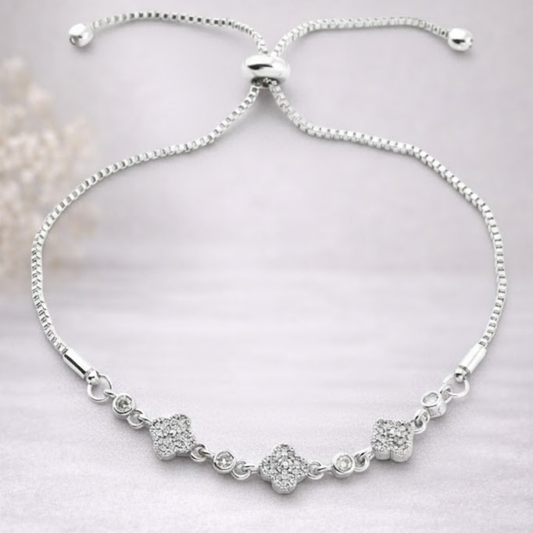 İnci Yonca Detaylı Ayarlanabilir Bileklik